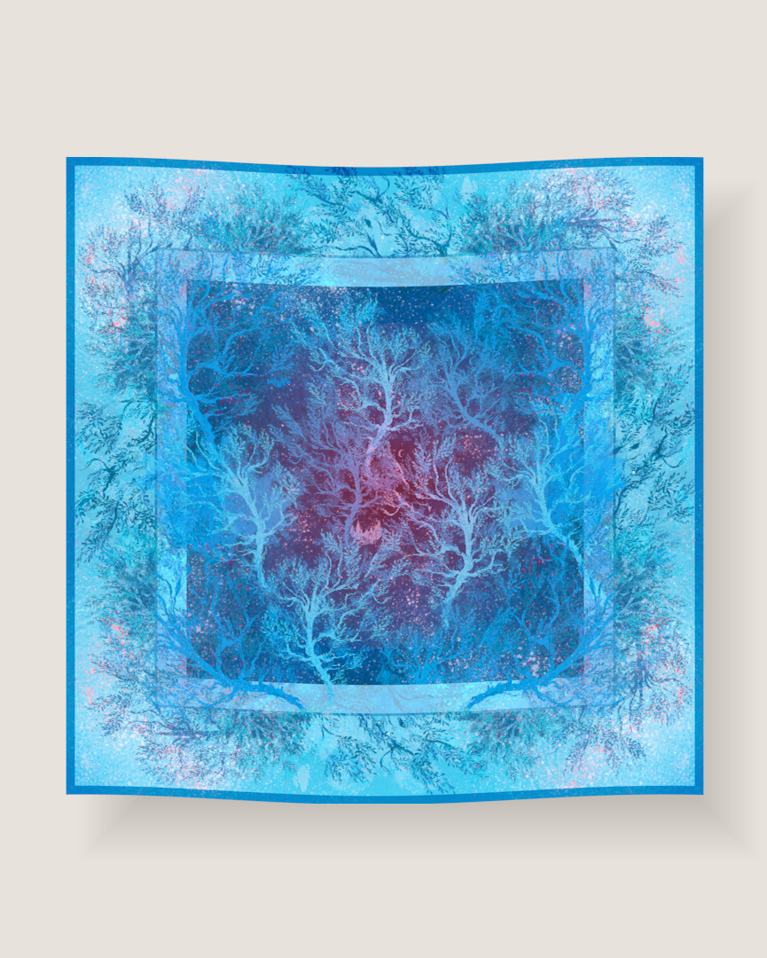 Carré de coton "Refuge Onirique" — Coloris Turquoise