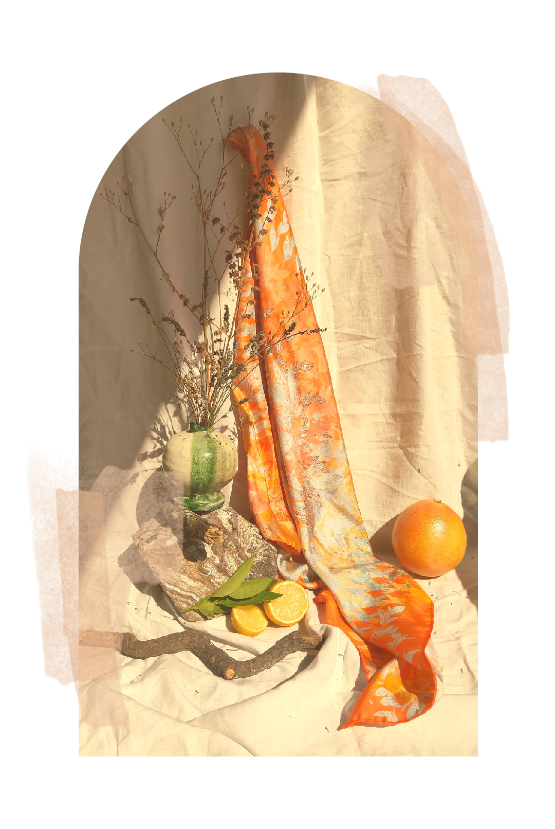 Carré de soie "Flore" — Orange Mandarine