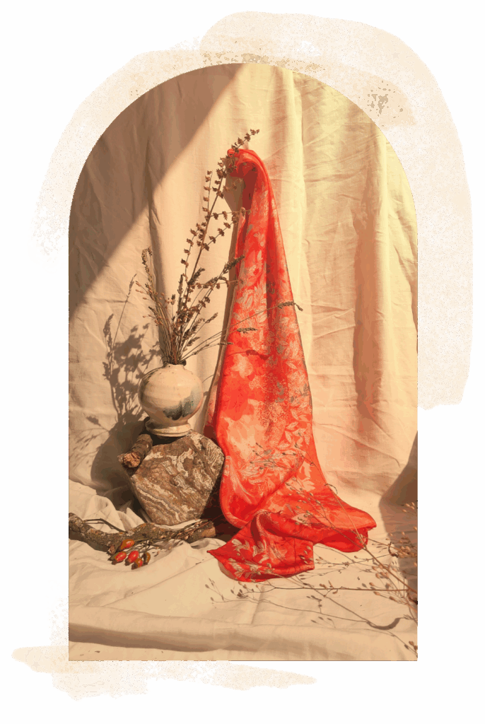 Carré de soie "Flore" — Rouge Litchi