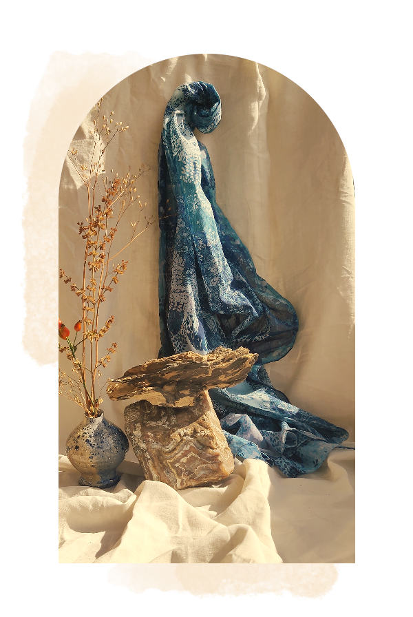 Étole en coton bio "Matin Bleu"